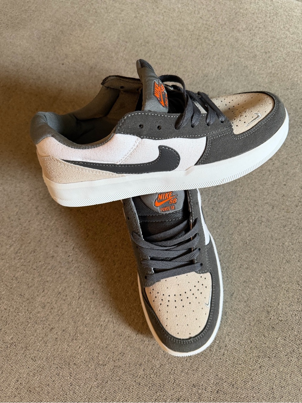 Nike SB Gray, White and Orange Low-Top Sneakers
